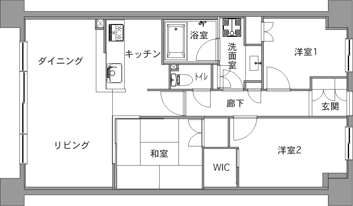 中古マンションのリノベーション前の間取り図